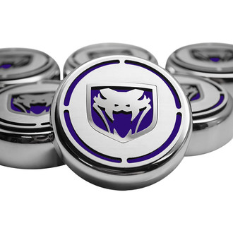 ACC® - Chrome Cap Cover Set with Plum Crazy Purple Solid Fangs Logo