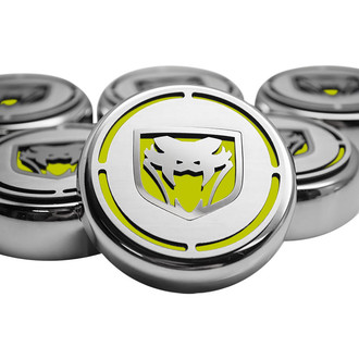 ACC® - Chrome Cap Cover Set with Sublime Green Solid Fangs Logo