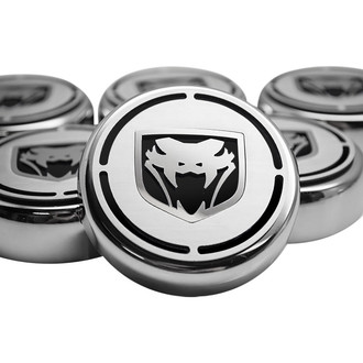 ACC® - Chrome Cap Cover Set with Black Solid Fangs Logo