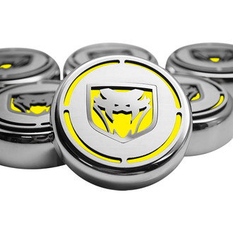 ACC® - Chrome Cap Cover Set with Yellow Solid Fangs Logo