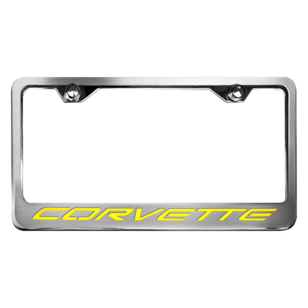 American Car Craft® - GM Licensed Series Style 2 License Plate Frame with Corvette Logo