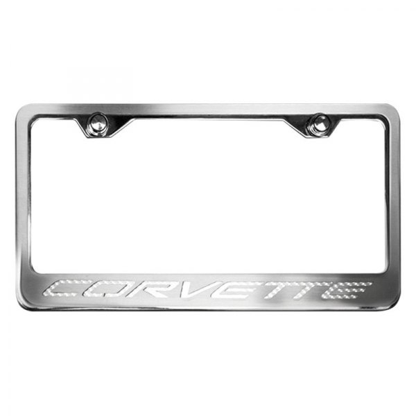 American Car Craft® - GM Licensed Series Style 2 License Plate Frame with Corvette Logo