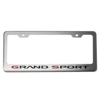 ACC® - GM Licensed Series Brushed License Plate Frame with Black Solid Grand Sport Logo