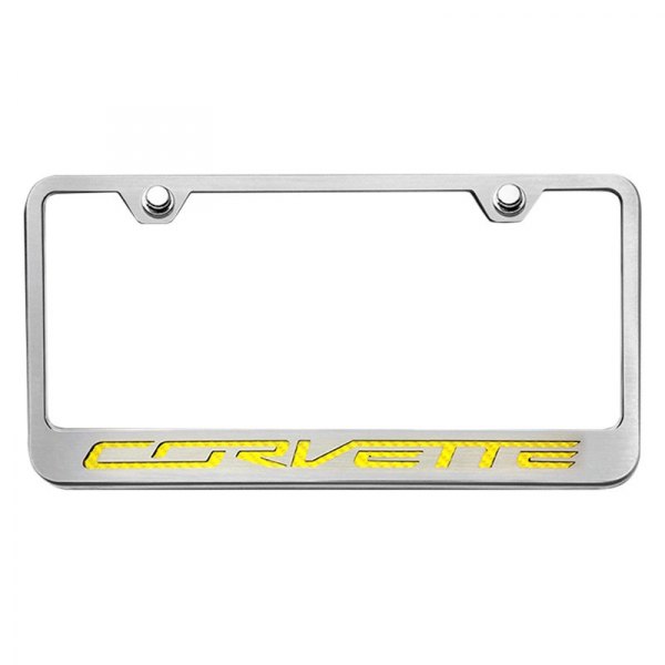 American Car Craft® - GM Licensed Series License Plate Frame with Script Corvette Logo