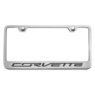 ACC® - GM Licensed Series Black / Brushed License Plate Frame with Corvette Logo