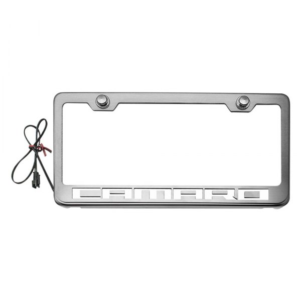 American Car Craft® - License Plate Frame with Camaro Logo Illuminated