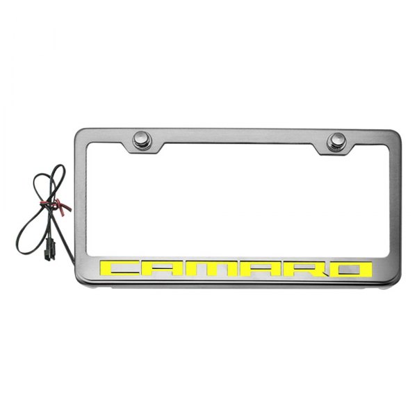 American Car Craft® - License Plate Frame with Camaro Logo Illuminated
