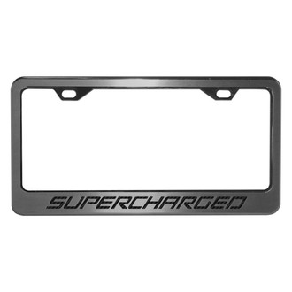 ACC® - Brushed License Plate Frame with Black Carbon Fiber Supercharged Logo