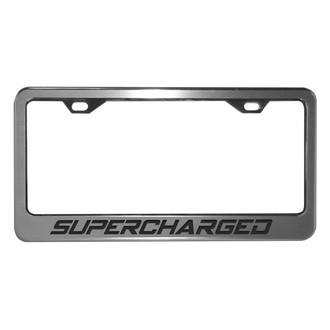 ACC® - Brushed License Plate Frame with Black Solid Supercharged Logo