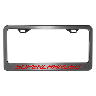 ACC® - Brushed License Plate Frame with Bright Red Solid Supercharged Logo