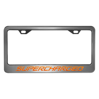 ACC® - Brushed License Plate Frame with Orange Carbon Fiber Supercharged Logo