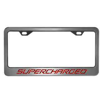 ACC® - Brushed License Plate Frame with Red Carbon Fiber Supercharged Logo