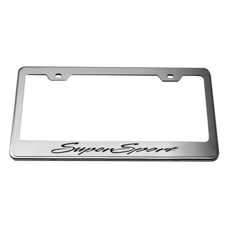 ACC® - Brushed License Plate Frame with Black Carbon Fiber Super Sport Logo