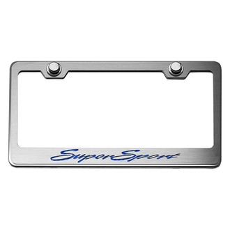 ACC® - Brushed License Plate Frame with Blue Carbon Fiber Super Sport Logo