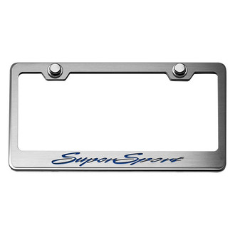 ACC® - Brushed License Plate Frame with Dark Blue Solid Super Sport Logo