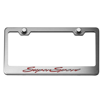 ACC® - Brushed License Plate Frame with Garnet Red Solid Super Sport Logo