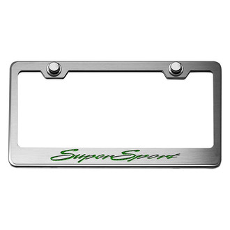 ACC® - Brushed License Plate Frame with Green Carbon Fiber Super Sport Logo
