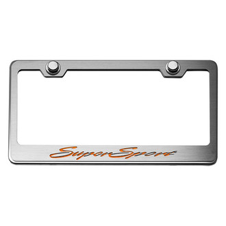 ACC® - Brushed License Plate Frame with Orange Carbon Fiber Super Sport Logo