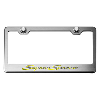 ACC® - Brushed License Plate Frame with Yellow Solid Super Sport Logo