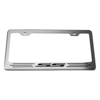 ACC® - GM Licensed Series Brushed License Plate Frame with Black Carbon Fiber SS Logo