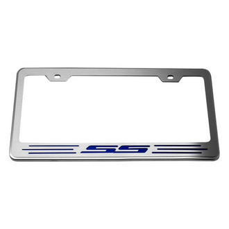 ACC® - GM Licensed Series Brushed License Plate Frame with Dark Blue Solid SS Logo