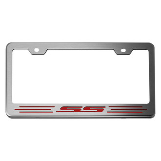 ACC® - GM Licensed Series Brushed License Plate Frame with Garnet Red Solid SS Logo