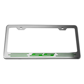 ACC® - GM Licensed Series Brushed License Plate Frame with Green Carbon Fiber SS Logo