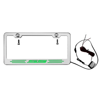 ACC® - GM Licensed Series Brushed License Plate Frame with SS Logo and Green Illuminated