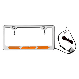 ACC® - GM Licensed Series Brushed License Plate Frame with SS Logo and Orange Illuminated