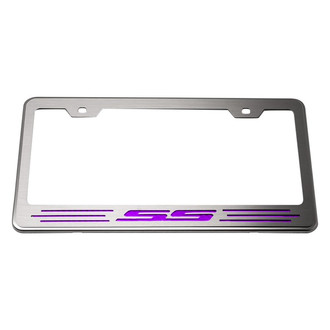 ACC® - GM Licensed Series Brushed License Plate Frame with Purple Carbon Fiber SS Logo