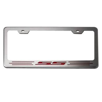 ACC® - GM Licensed Series Brushed License Plate Frame with Red Carbon Fiber SS Logo