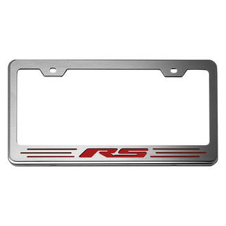 ACC® - Brushed License Plate Frame with Garnet Red Solid RS Logo