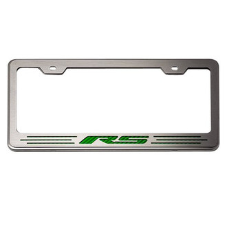 ACC® - Brushed License Plate Frame with Green Carbon Fiber RS Logo