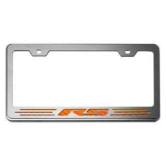 ACC® - Brushed License Plate Frame with Orange Carbon Fiber RS Logo