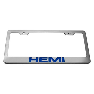 ACC® - Brushed License Plate Frame with Dark Blue Solid HEMI Logo