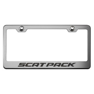 ACC® - Brushed License Plate Frame with Black Carbon Fiber Scat Pack Logo