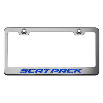 ACC® - Brushed License Plate Frame with Blue Carbon Fiber Scat Pack Logo
