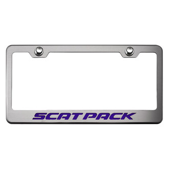 ACC® - Brushed License Plate Frame with Plum Crazy Purple Solid Scat Pack Logo