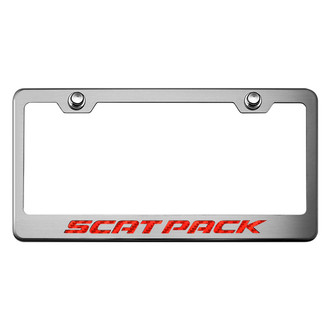 ACC® - Brushed License Plate Frame with Red Carbon Fiber Scat Pack Logo