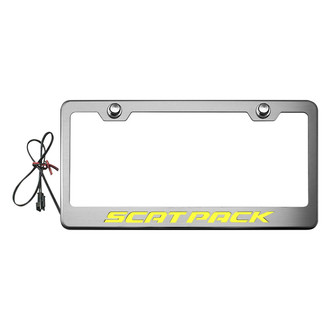 ACC® - Brushed License Plate Frame with Scat Pack Logo and Yellow Illuminated