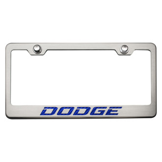 ACC® - Brushed License Plate Frame with Blue Carbon Fiber Dodge Logo