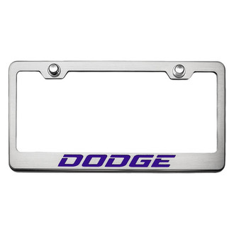 ACC® - Brushed License Plate Frame with Plum Crazy Purple Solid Dodge Logo