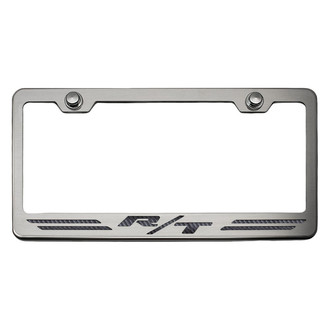 ACC® - Brushed License Plate Frame with Black Carbon Fiber R/T Stripes Logo