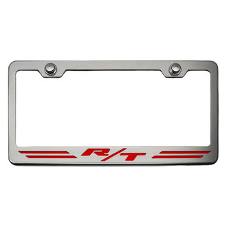 ACC® - Brushed License Plate Frame with Bright Red Solid R/T Stripes Logo