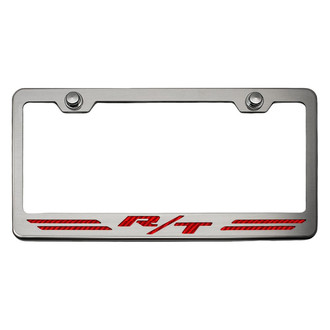 ACC® - Brushed License Plate Frame with Red Carbon Fiber R/T Stripes Logo