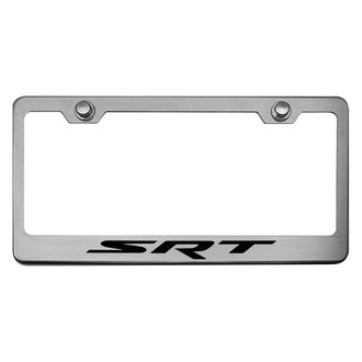 ACC® - Brushed License Plate Frame with Black Carbon Fiber SRT Logo