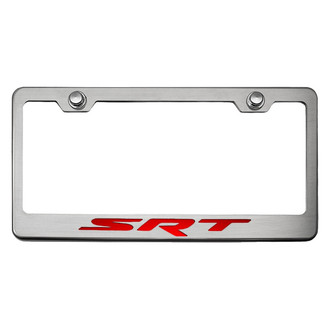 ACC® - Brushed License Plate Frame with Bright Red Solid SRT Logo