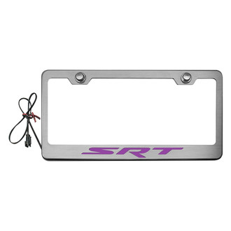 ACC® - Brushed License Plate Frame with SRT Logo and Purple Illuminated