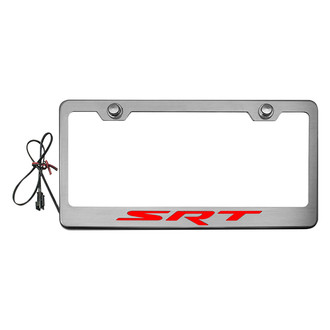 ACC® - Brushed License Plate Frame with SRT Logo and Red Illuminated