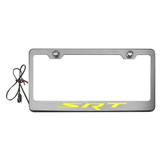 ACC® - Brushed License Plate Frame with SRT Logo and Yellow Illuminated